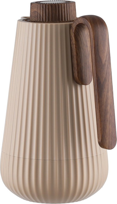 Glory Sumo Thermos, 1 liter, wooden handle, glass interior, pusher - light wood brown product image 3