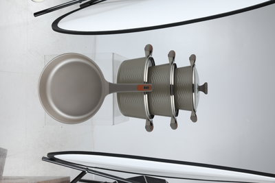 طقم قدور داي كاست الومنيوم روبوست، 7 قطع، غطاء زجاج، يد سيليكون - رمادي product image 8