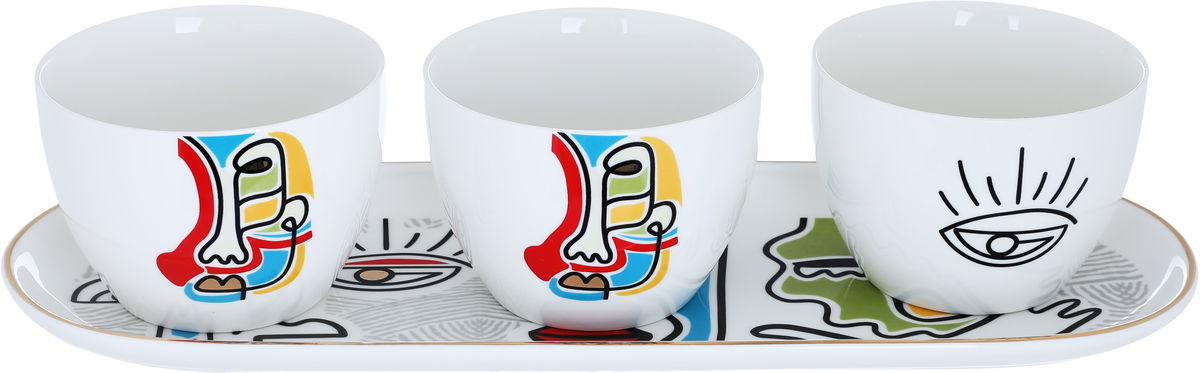 طقم زبادي بورسلان السيف غاليري، 4 قطع، طوفرية - ملون product image 1
