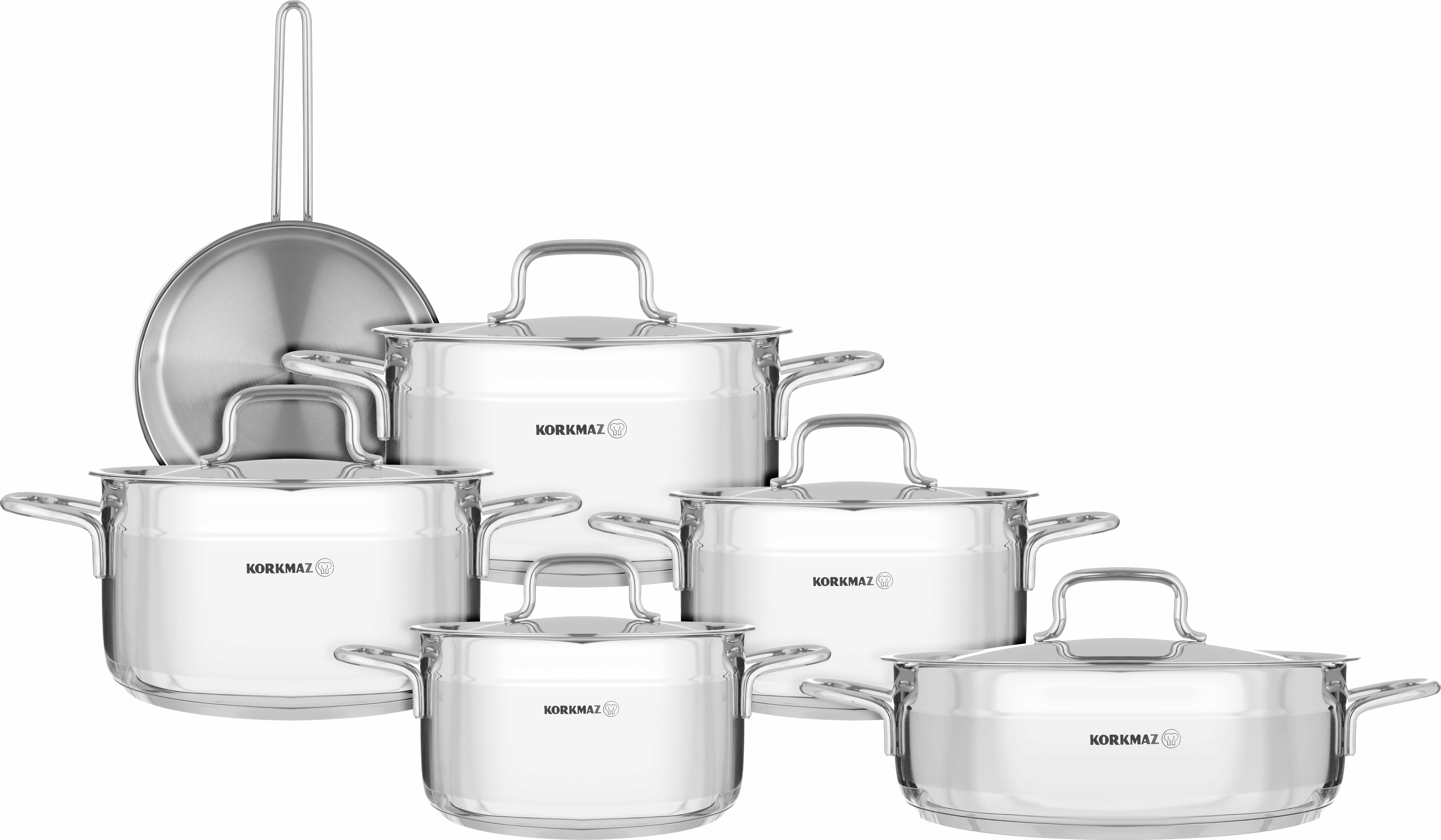 طقم قدور الفا استيل كوركماز، 11قطعة - فضي product image