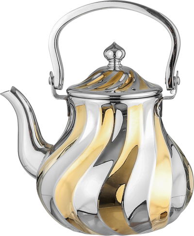 طقم دله و ابريق سميراء استيل سيف بلص، 0.9/1.6 لتر - فضي ذهبي product image 3