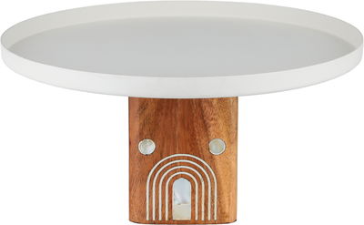 ستاند تقديم ستانلس استيل السيف غاليري، 26.5x26.5x12.5 سم، قاعدة خشب - بيج خشبي product image 1