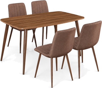 طاولة طعام خشب MDF مع 4 كراسي، 75×130×80 سم - بني غامق product image 3