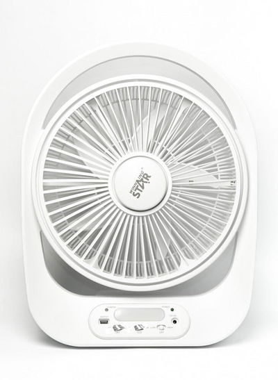 Winning Star ST-4056 Table Fan, 12 Inch, 6V Battery, 2 Speeds, Digital Display - White product image 1