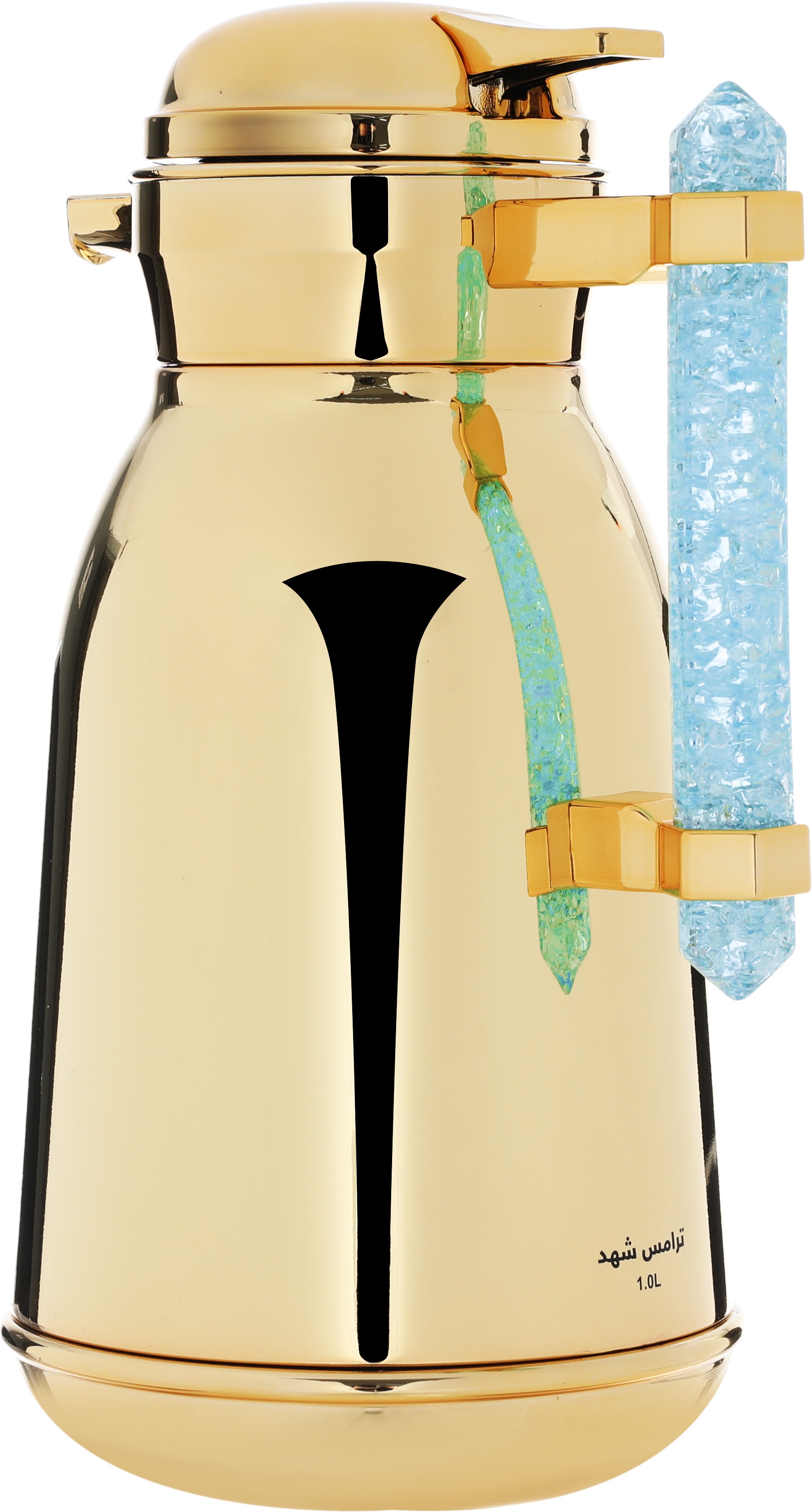 Al Saif Gallery Shahad thermos set, 1 liter, crystal handle, thermal glass inner case, steel outer case - gold product image 7