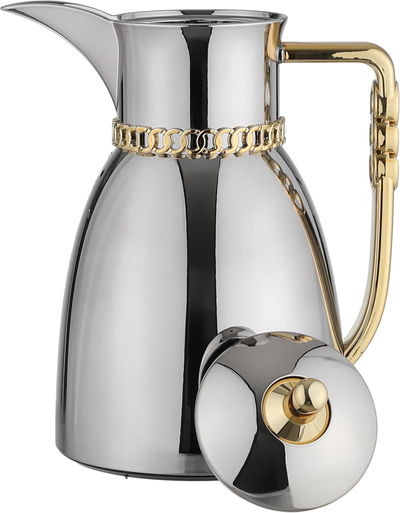 Al Saif Gallery Bayan Thermos Set, 0.7/1 Liter, 2 Pieces, Tempered Glass Inner Container, Gold-Silver Shiny Handle product image 5