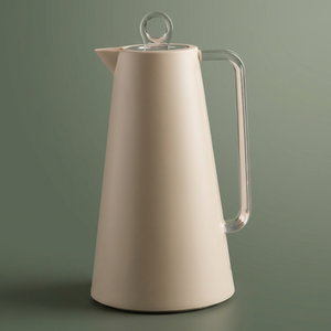 Glory Helena Thermos, 1 Liter, Glass Interior, Transparent Handle, Push-Button Lid - Beige product image