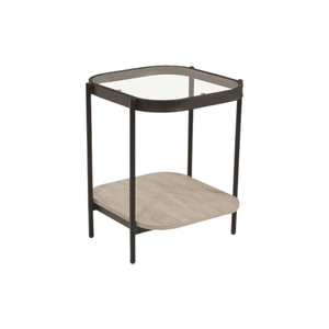 طاولة جانبية مودرن زجاج و خشب MDF، 55×45 42 سم - خشبي product image 2