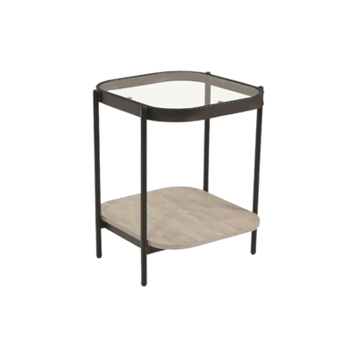 طاولة جانبية مودرن زجاج و خشب MDF، 55×45 42 سم - خشبي product image 2