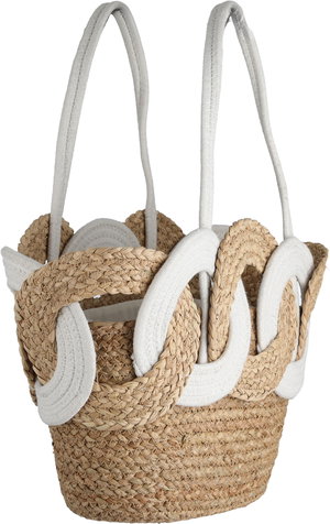 شنطة ترامس خوص السيف غاليري، 45x27 سم - بيج ابيض product image 2