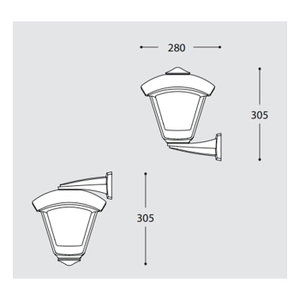 Outdoor wall light, made of durable resin plastic, E27 bulb base, 30.5 x 28 cm - Black product image 2