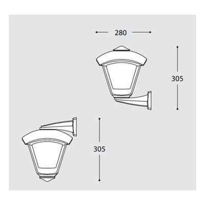 Outdoor wall light, made of durable resin plastic, E27 bulb base, 30.5 x 28 cm - Black product image 2