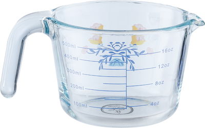 كوب قياس زجاج السيف غاليري، 500 مل، نقش ورد - شفاف product image 1