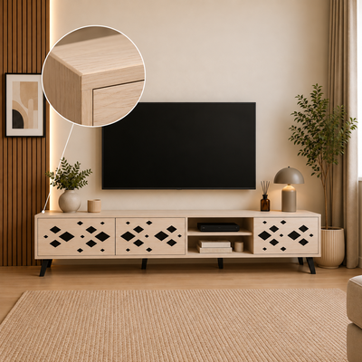 طاولة تلفزيون ريفانا ، 40×200×45 سم، خشب MDF، أدراج - بيج خشبي أسود product image 3