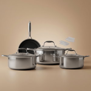 طقم قدور ستانلس ستيل زجاج كوكسل، 7 قطع، غطاء زجاج - فضي شفاف product image