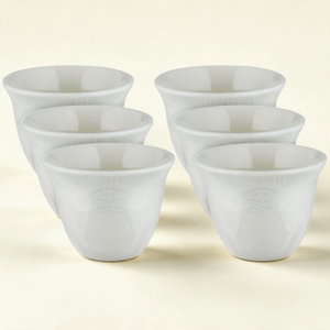 طقم فناجين قهوة عربي سعودي بورسلان السيف غاليري، 6 قطعة - ابيض  product image