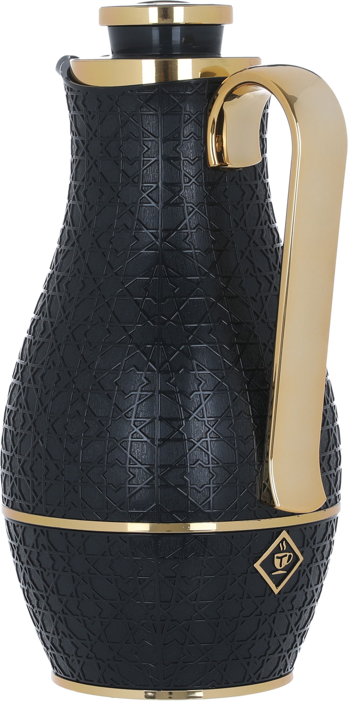 Al Saif Gallery Hessa thermos set, 1 liter, thermal glass inner shell, plastic outer shell - black and gold product image 3