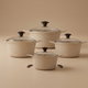 طقم قدور جرانيت فاليز، 8 قطع، غطاء زجاج - بني product image 1