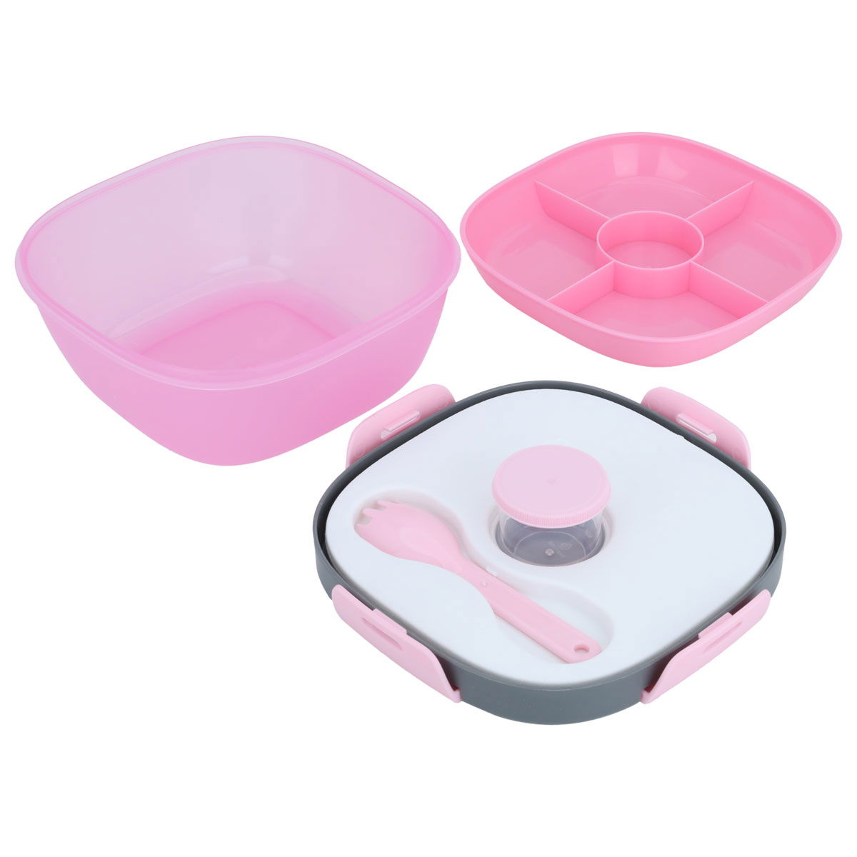Al Saif Gallery square lunch box, 1.2 litres, divided, lid - pink product image 2