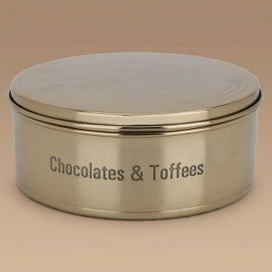 Al Saif Gallery steel box, 20 cm, round with lid - gold product image