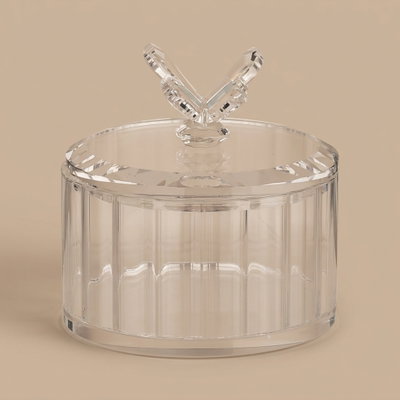 علبة تخزين زجاج السيف غاليري، 10x10x9.5 سم، دائري، غطاء - شفاف ملون product image 1
