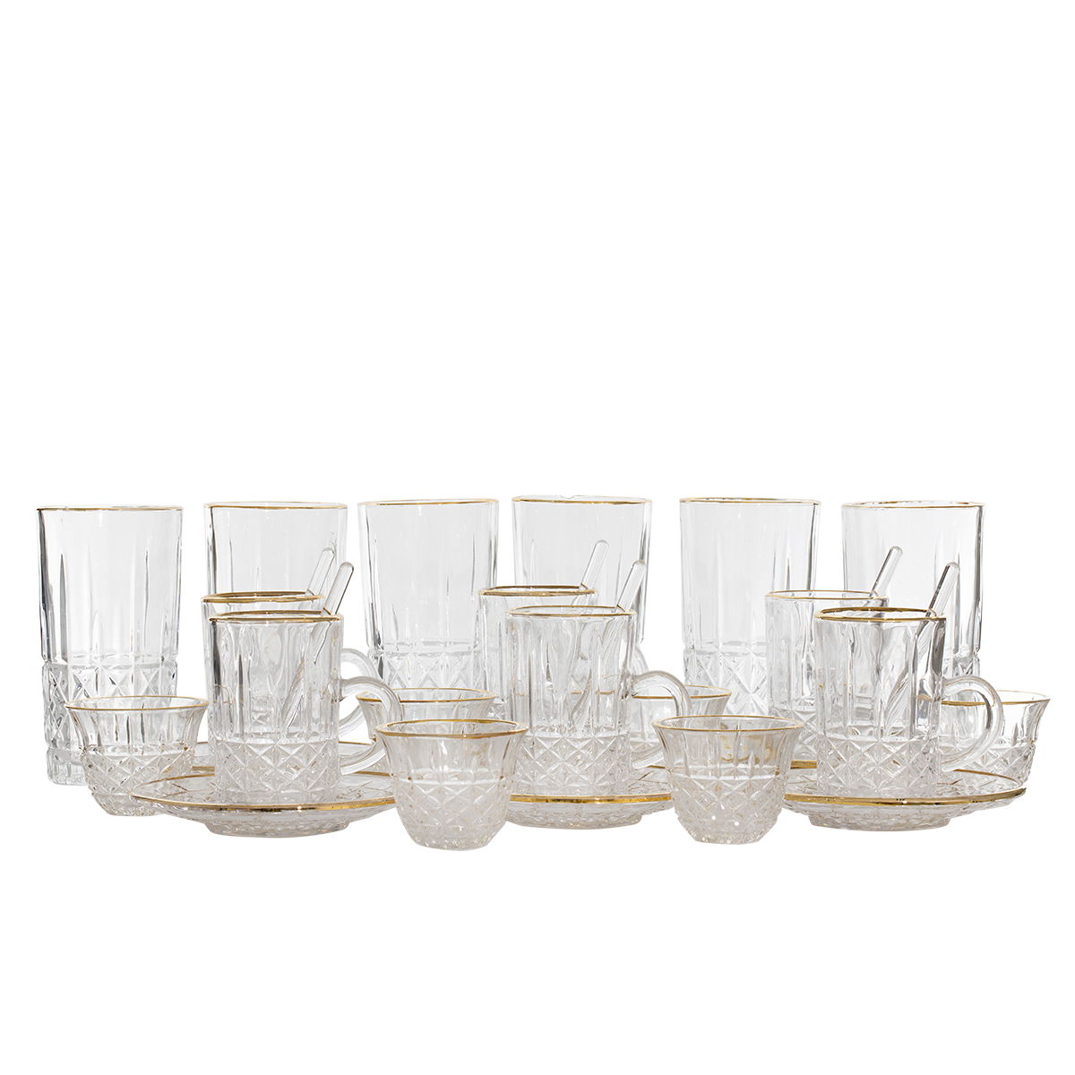 Alsaif Gallery Bialat Tea and Coffee Serving Set, 30 Pieces - Clear product image