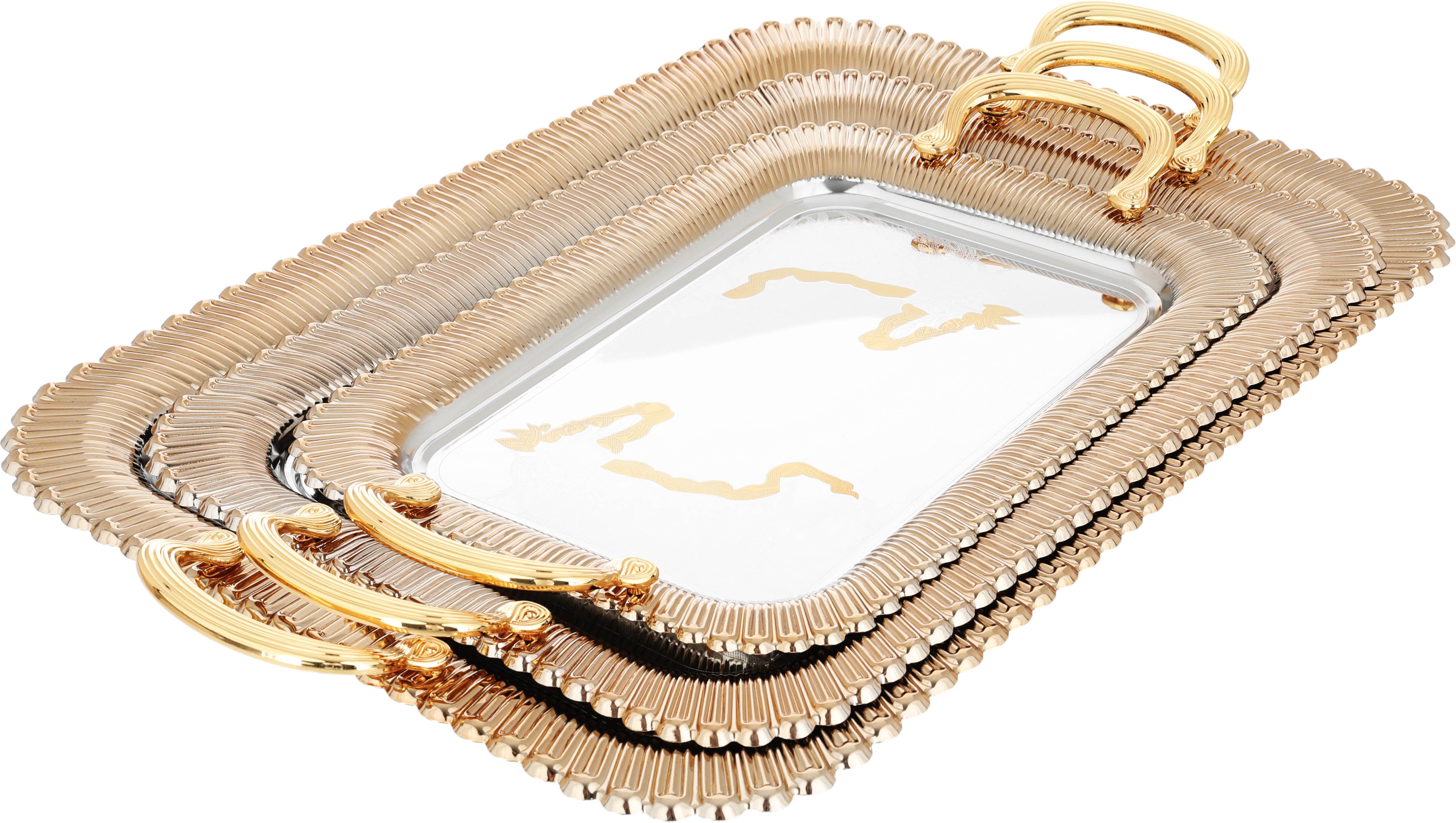 طقم طوفريات اصيلة استيل السيف بلص، 3 قطع - ذهبي فضي product image 1