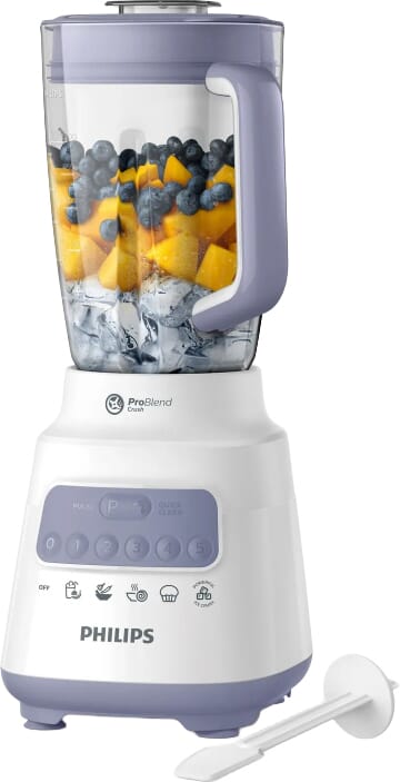 خلاط فيليبس، 700 واط، 2 لتر، 5 سرعات، HR2221/01 - ابيض بنفسجي product image 8