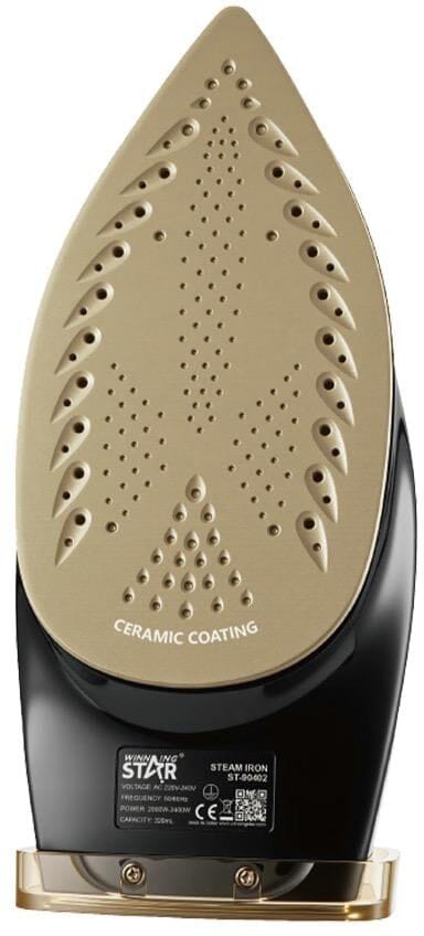 Winning Star ST-90402 Ceramic Steam Iron, 320ml, 2400W, Self-Cleaning - Black Gold product image 6