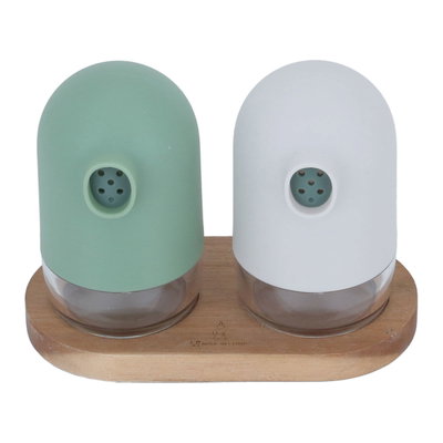 طقم ملاحه زجاج السيف غاليري، قطعتين، قاعدة خشبية - ملون product image 3