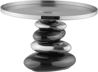 AlSaif Gallery Steel Cake Stand, 21 x 15 x 15 cm, Glass Cover - Black Silver product image 2