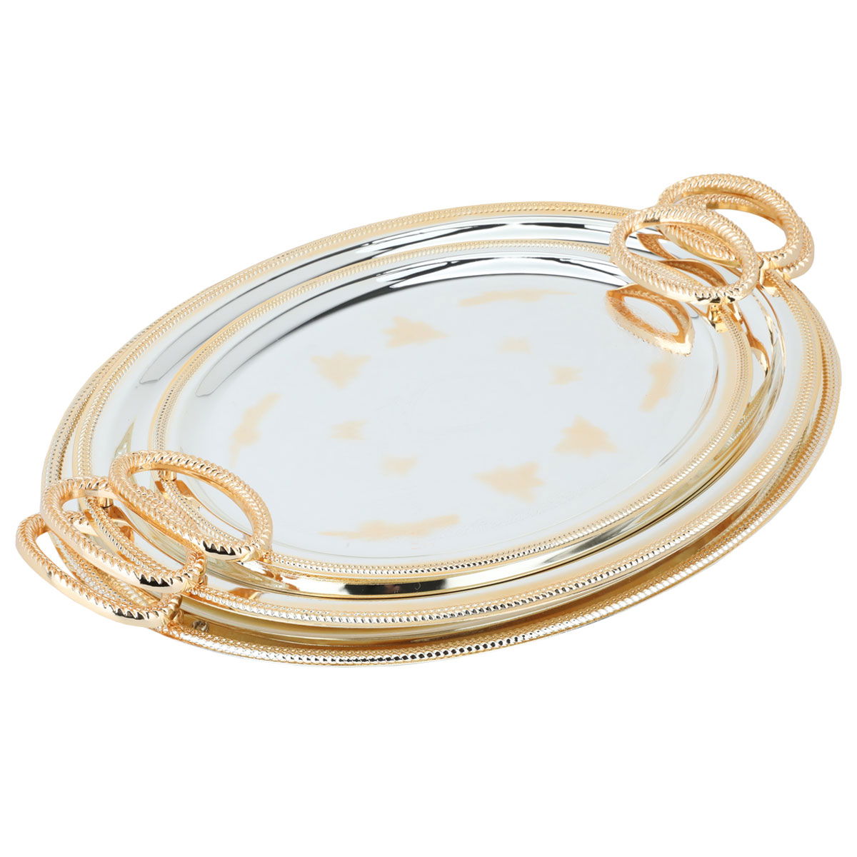 Al Saif Gallery Steel Trays Set, 3 Pieces - Gold product image 2