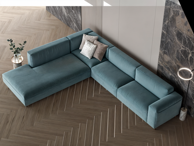 كنبة شكل L مودرن خشب سويدي،270×210 سم، قماش مخمل - تيفاني product image 3