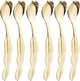 طقم ملاعق شاي استيل السيف غاليري، يد ورقة شجر، ياباني، 6 قطع - ذهبي product image 1