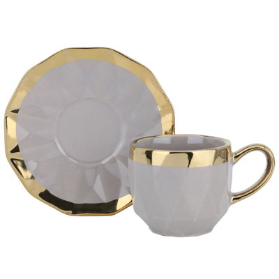 طقم فناجين قهوة تركي مع صحون بورسلان السيف غاليري، 12 قطعة - موف ذهبي product image 1