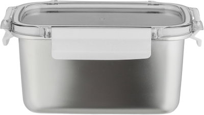 علبة تخزين ستانلس استيل الصحاح، 19x12x10 سم، غطاء بلاستيك، قفل - فضي شفاف product image 2