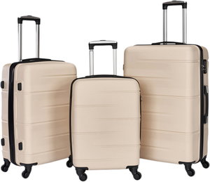 طقم شنط سفر ABS ليمرا، 3 مقاسات، 4 عجلات، قفل ارقام، WM-206 - بيج product image
