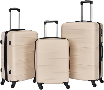 طقم شنط سفر ABS ليمرا، 3 مقاسات، 4 عجلات، قفل ارقام، WM-206 - بيج product image 1