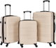 طقم شنط سفر ABS ليمرا، 3 مقاسات، 4 عجلات، قفل ارقام، WM-206 - بيج product image 1