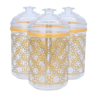 طقم علب بلاستيك السيف غاليري، 3 قطع، منقوش ذهبي - شفاف product image 2