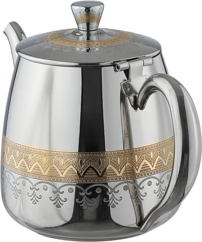 إبريق شاي استيل السيف غاليري، 1 لتر، منقوش - فضي ذهبي product image 2