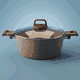 قدر طهي جرانيت روكي، 22 سم، عميق، مسكتي يد خشبي، غطاء زجاج - بني product image 1