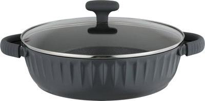 Robust aluminum saucepan, 28 cm, plastic handle, glass lid, Teflon interior - dark gray product image 3