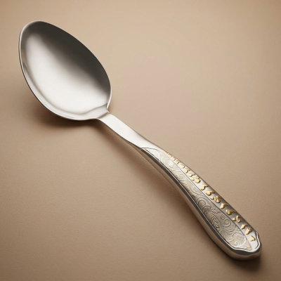 Al Saif Gallery steel serving spoon, 4 inches, gilded, small - silver product image 1
