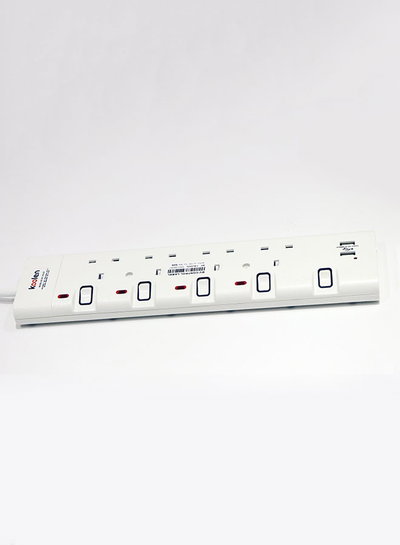 وصلة كهربائية كولن، 3250 واط، 4 مخارج، 3 متر، 2 USB، 301100007 - ابيض product image 7