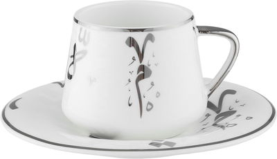 طقم فناجين قهوة تركي بورسلان السيف غاليري، 12 قطعة - ابيض رمادي product image 2