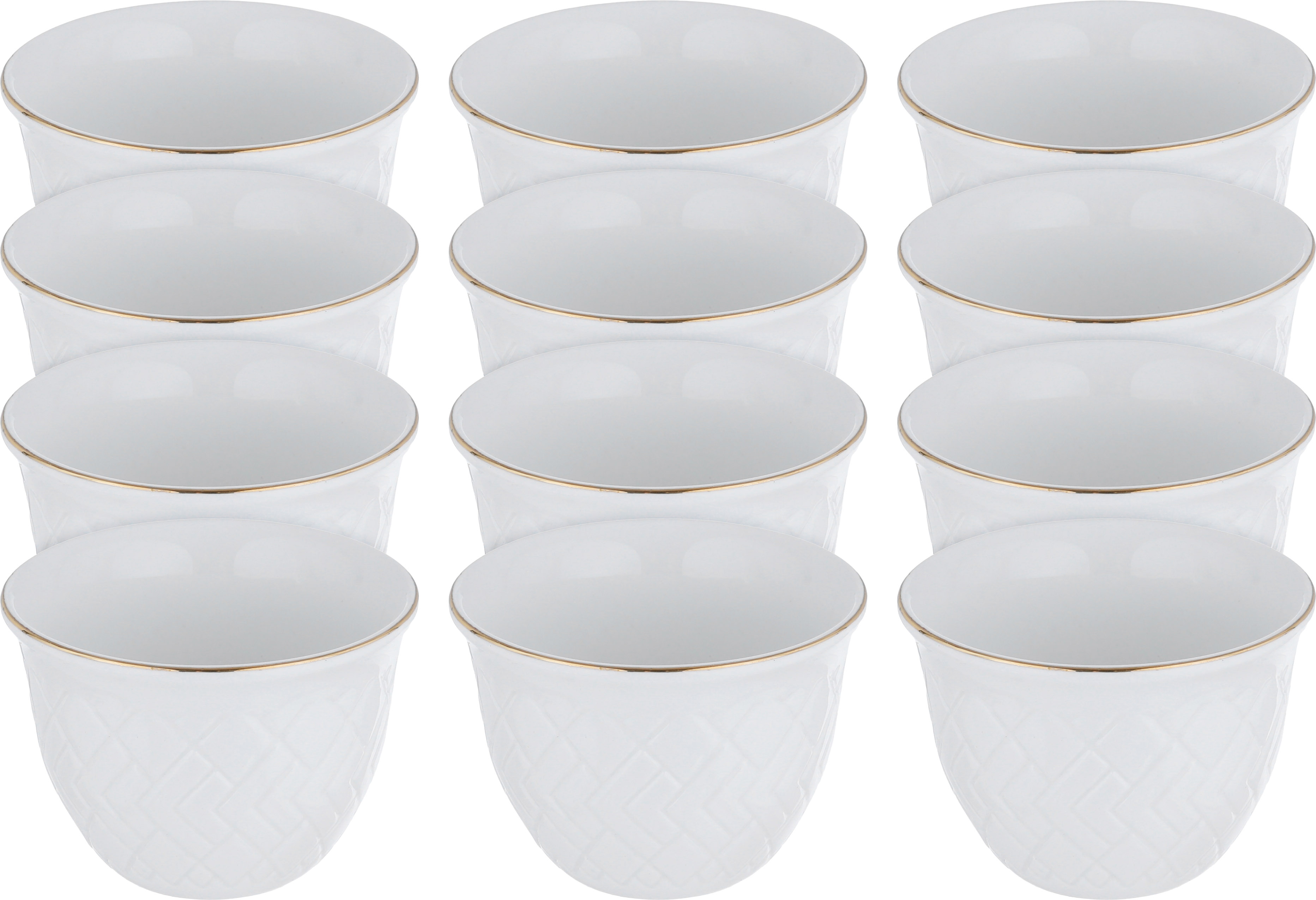 طقم فناجين قهوة عربي بورسلان السيف غاليري، 12 قطعة، خط ذهبي - أبيض product image