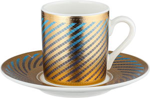 طقم فناجين قهوة تركي بورسلان السيف غاليري، 12 سم، 12 قطعة، صحون، مسكة يد - متعدد الألوان product image 2