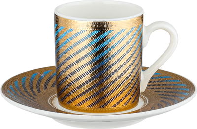 طقم فناجين قهوة تركي بورسلان السيف غاليري، 12 سم، 12 قطعة، صحون، مسكة يد - متعدد الألوان product image 2