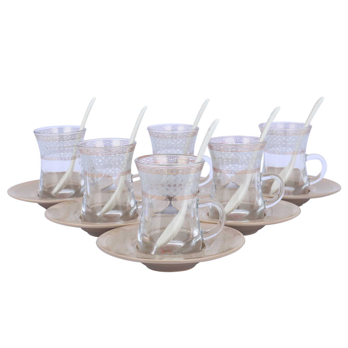 AlSaif Gallery Glass and Porcelain Cup Set, 27 Pieces - Clean Brown product image 2